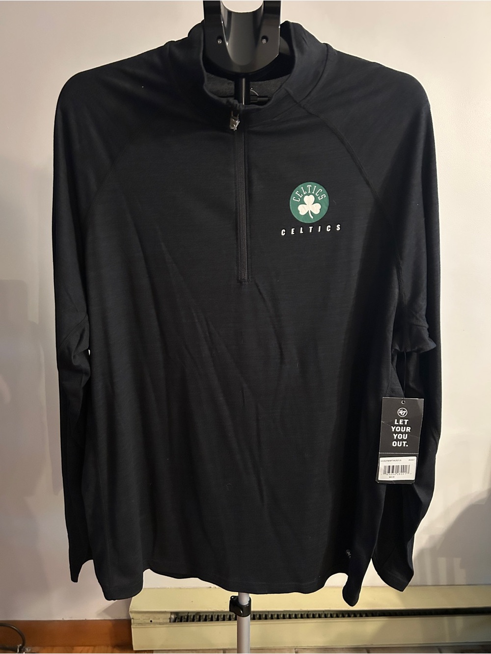 47 Celtics Black Half-Zip Pullover with Green Logo
